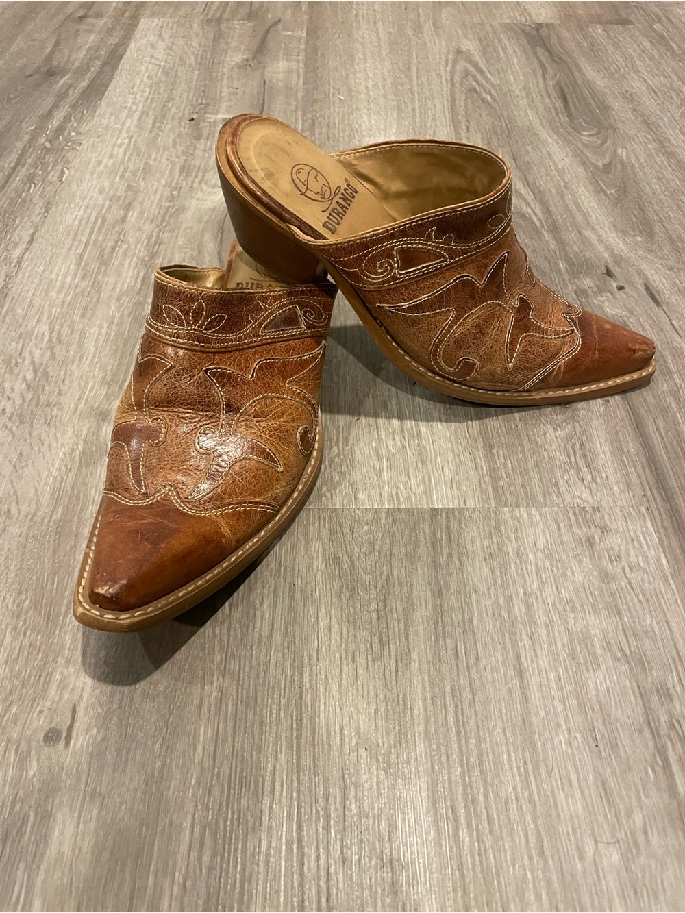 Durango Brown Leather Slip-On Western Mules - Picture 2 of 10